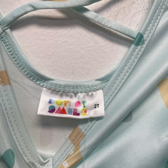 Dot Dot Smile Girls Green Plant Print Ballerina Short Sleeve Dress Size 2T - Picture 2 of 4